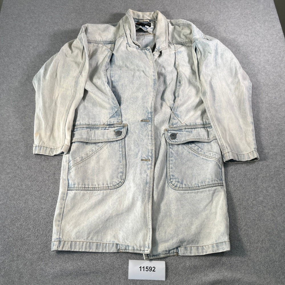 Vintage Andy Johns Jacket Womens Large Blue Denim Cotton Acid Wash Flap Pockets